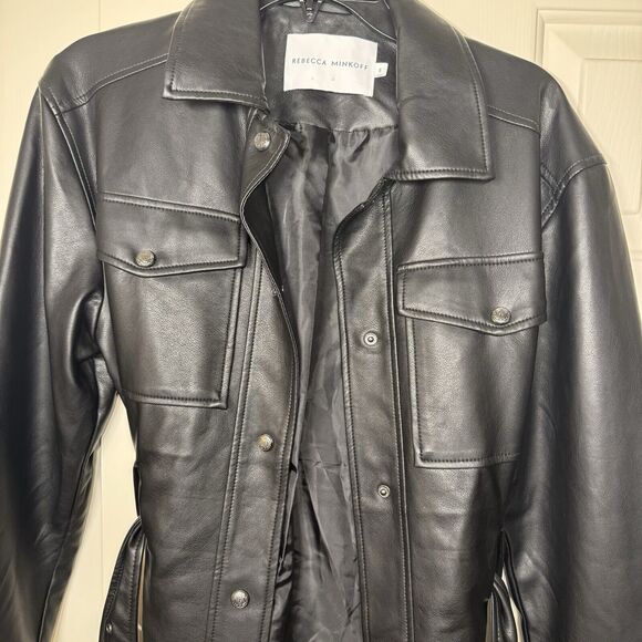 Rebecca Minkoff Women's Vegan Leather Shirt Jacket Black Size Small PRISTINE - Picture 5 of 8